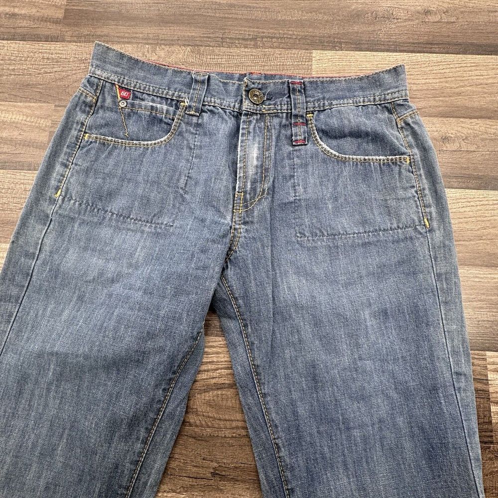 Miss Sixty Italy Style Zuma Bootcut Jeans Distressed Fringe Bottom Size 32x33